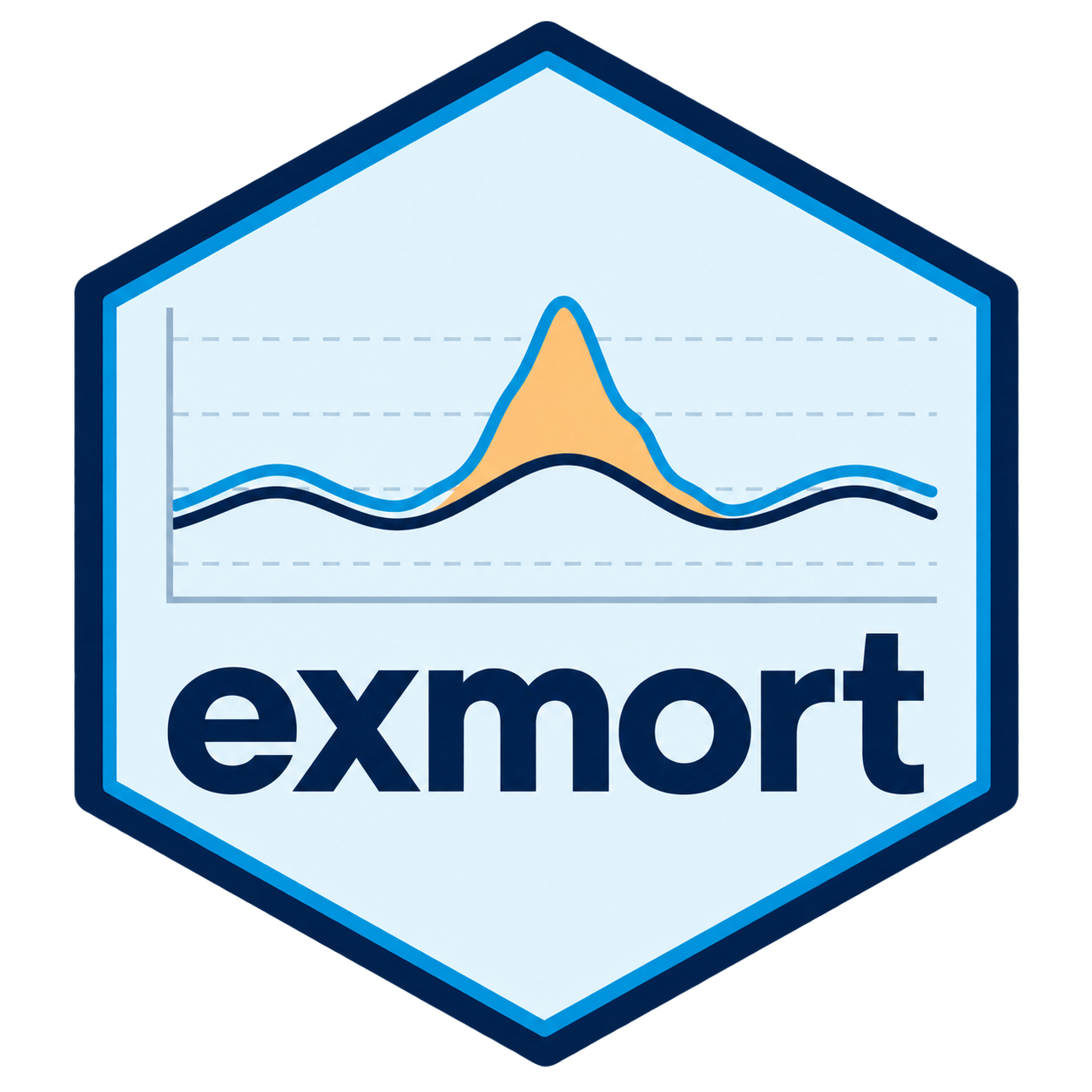 exmort hex logo showing observed deaths above an expected baseline